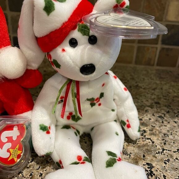 TY Santa and Holly Berry Bear 1998 NWT - Picture 3 of 9